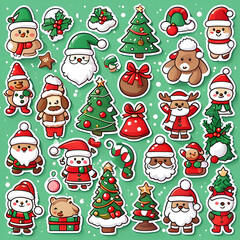 Stickers , Icons and elements of Christmas theme for any decorations.