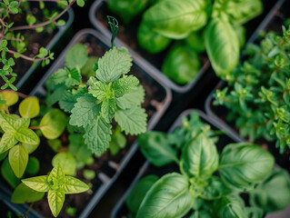 plants herbs gardening greenery basil mint seedlings pots cultivation organic home gardening fresh herbs urban gardening green plants garden herbs medicinal plants 