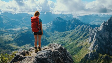 Hiker Admiring Mountain View