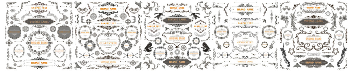 Set of Vintage Decorations Flourishes Elements. 
