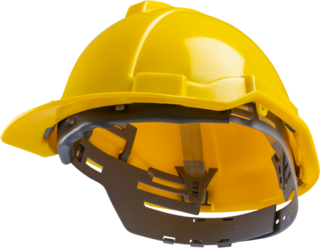 Yellow safety construction helmet isolated on white background