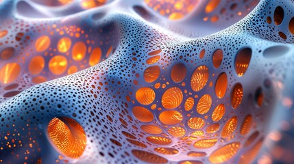 Abstract Blue and Orange Cellular Structure Background