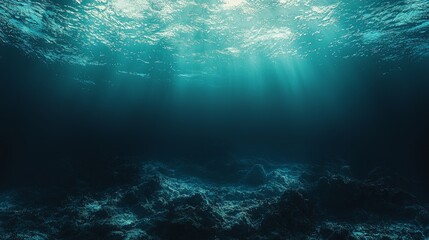 Underwater Seabed Landscape with Sunbeams