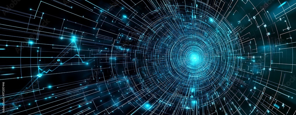 Poster enhanced clarity of encrypted telecommunication signals in digital painting - dark abstract backgrou