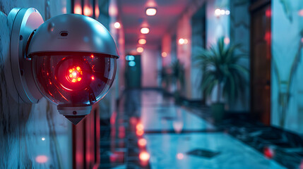 Surveillance camera capturing a crowded pedestrian zone, software interface tagging faces with personal IDs