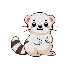 Cute and adorable little fat ferret vector illustration in cartoon style. Its cheerful and innocent design makes it ideal for projects focused on children, animation, or pet-related themes