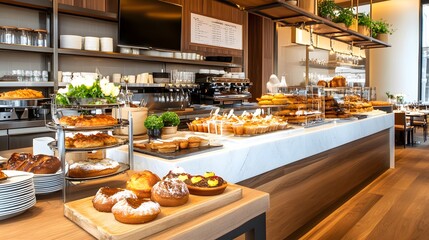 Gourmet Bakery Counter With Delicious Pastries.