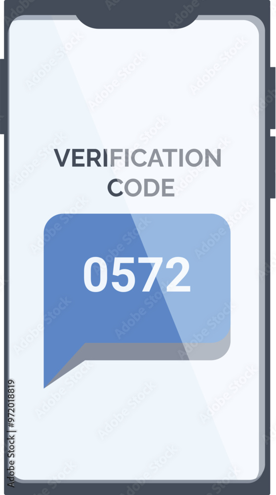 Poster modern smartphone displaying verification code notification on screen, concept of online security an
