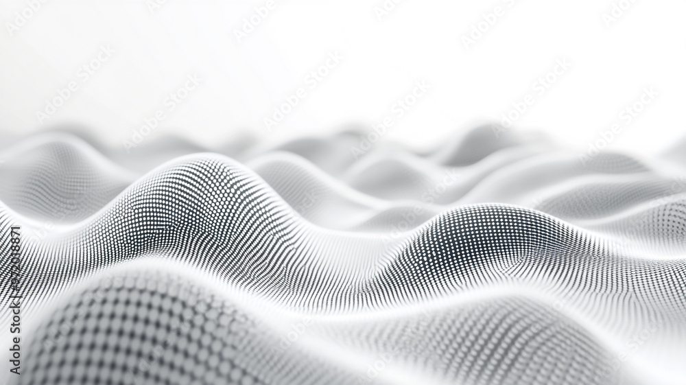 Poster abstract illustration of undulating surface patterns created with dots against a light background