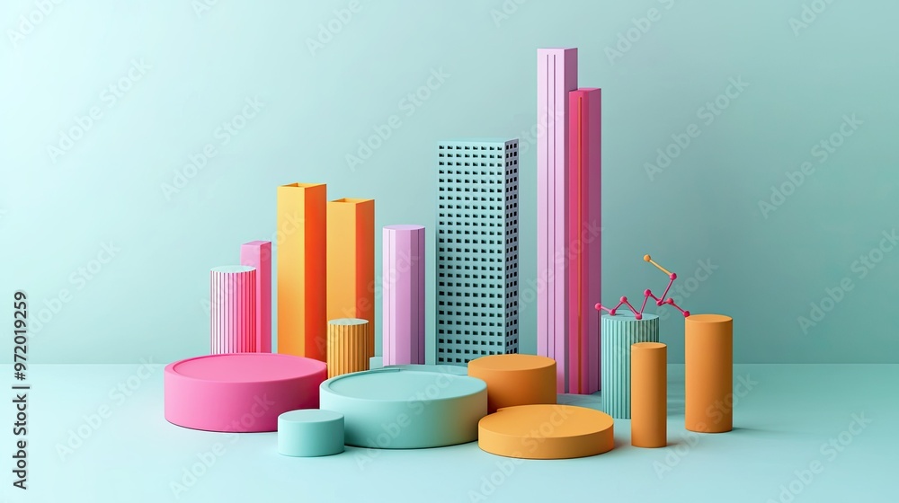 Poster colorful 3d business model depicting a cost structure with ample copy space