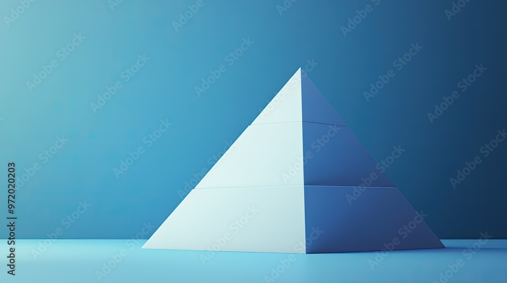 Poster abstract 3d cost structure pyramid on a clean surface, ample room for copy space