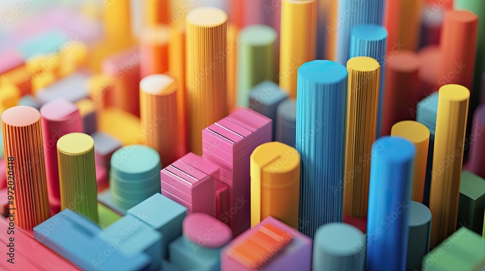 Poster abstract 3d infographic of business costs in a colorful format, isolated with copy space.