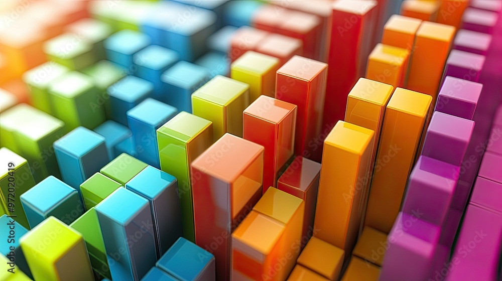 Poster abstract 3d infographic of business costs in a colorful format, isolated with copy space.