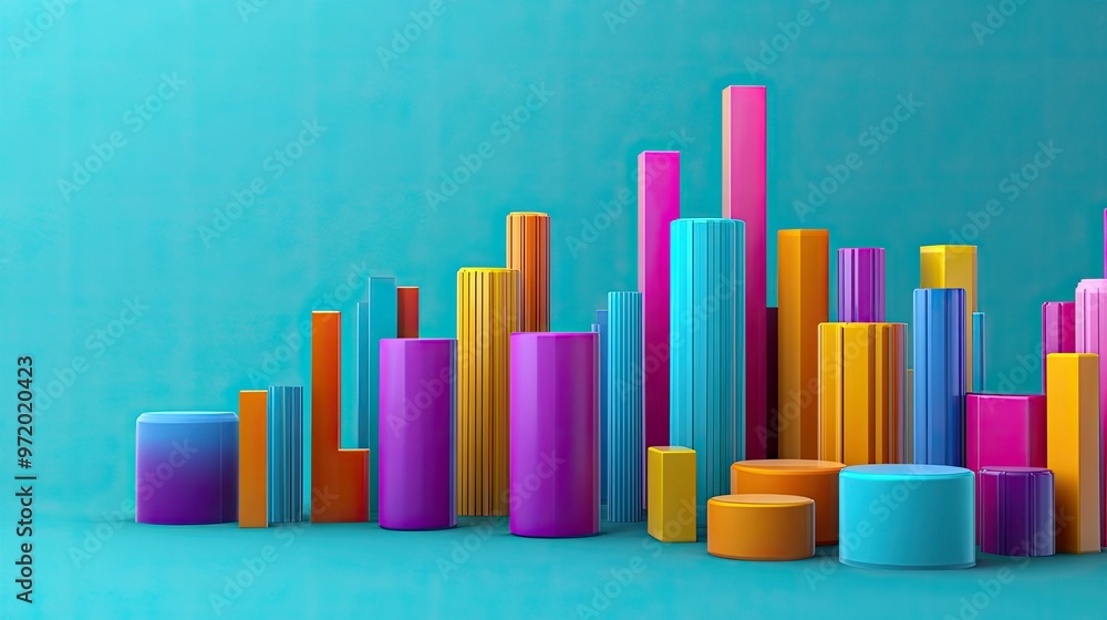 Poster abstract 3d infographic of business costs in a colorful format, isolated with copy space.