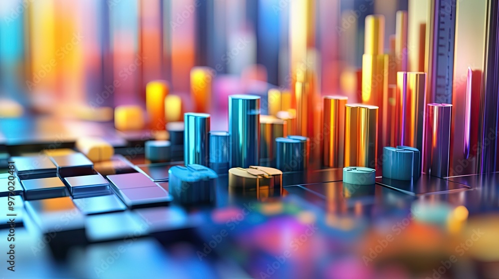 Poster abstract 3d representation of business cost flow with room for copy space.