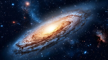 Fototapeta premium Spiral Galaxy in Deep Space with Stars and Nebulae