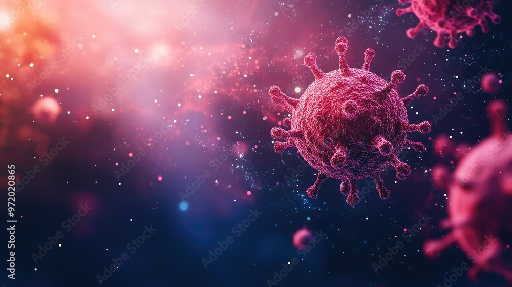 Aufkleber abstract virus particles floating in a clean design, with open space for text