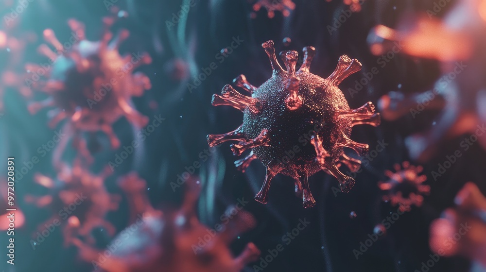 Aufkleber abstract virus particles floating in a clean design, with open space for text
