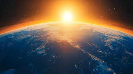 Fototapeta premium Earth Sunrise From Space Beautiful Planet View