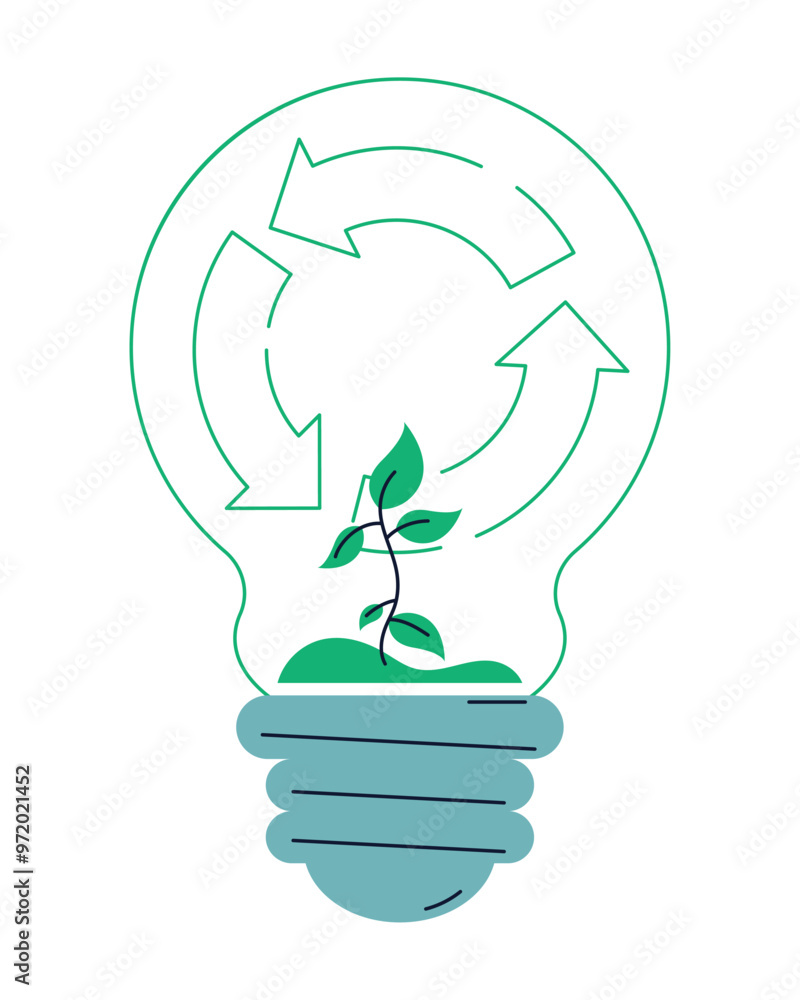 Poster save energy eco friendly bulb with green leaf