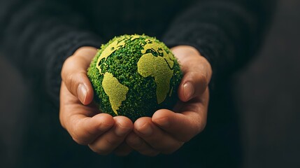 Hands Cradle a Miniature Earth, Symbolizing Hope and Responsibility for Our Planet's Future. Sustainability Concept
