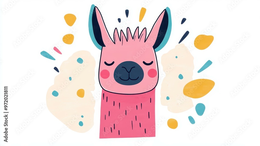 Sticker Adorable llama illustration, featuring a cute watercolor style, perfect for adding a playful touch to any design project.