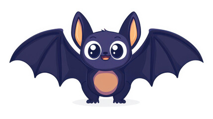 Obraz premium A playful cartoon bat with fun textures floats against a clean white backdrop, perfect for kids designs and projects.