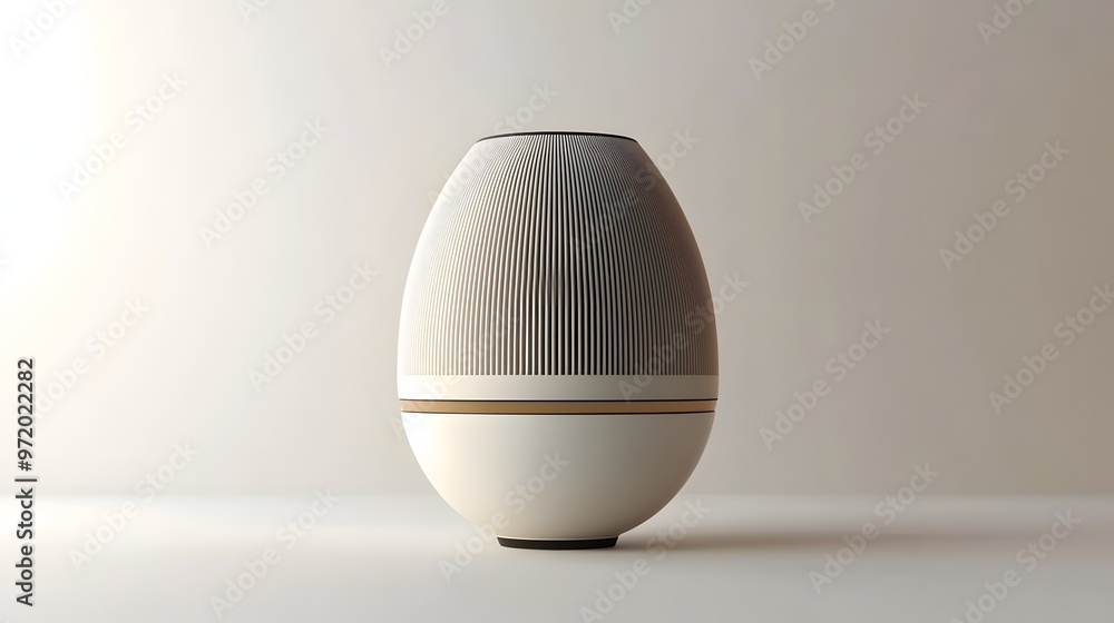 Poster 40. a realistic 3d render of a modern home speaker with a sleek design, isolated on a pristine white