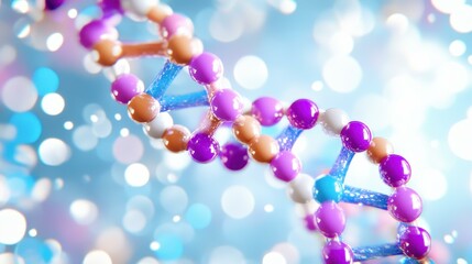 Discover the elegant structure of DNA, the blueprint of life, showcasing its double helix formation and genetic coding.