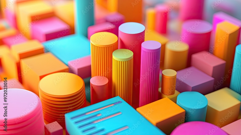 Poster colorful 3d business model depicting a cost structure with ample copy space