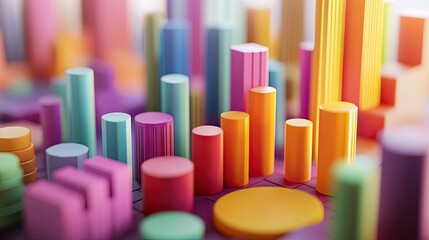 Colorful 3D business model depicting a cost structure with ample copy space