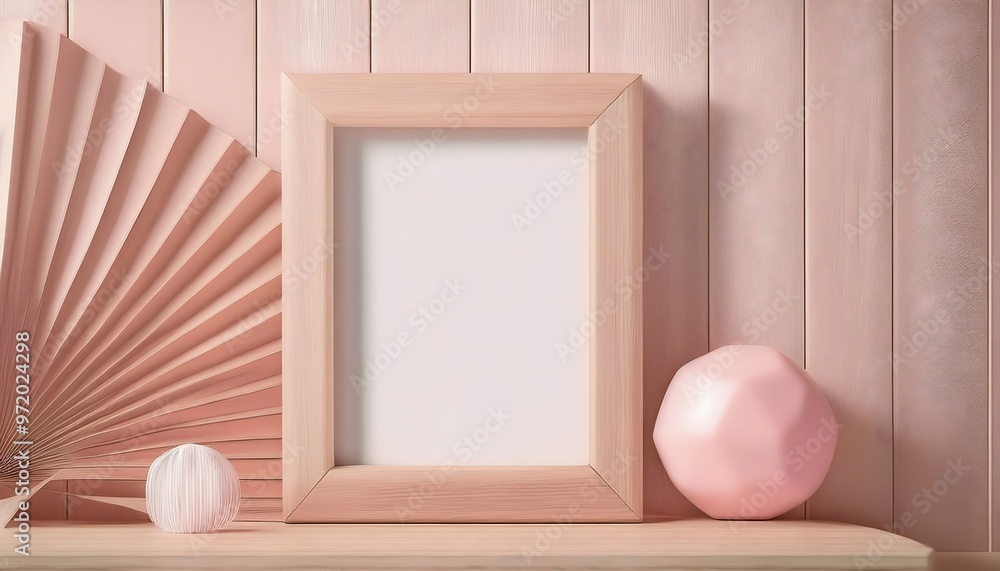 Poster 3d rendering of an empty photo frame on a studio background.