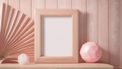 3D rendering of an empty photo frame on a studio background.