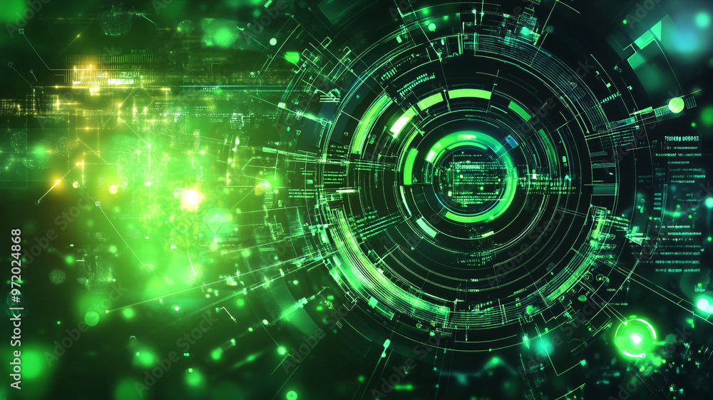 Aufkleber digital green abstract illustration showcasing futuristic technology and data visualization concepts