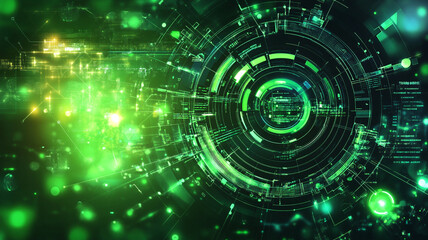 Obraz premium Digital green abstract illustration showcasing futuristic technology and data visualization concepts