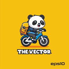 Cute panda riding bicycle logo, vector, mascot, character, cartoon, illustration, eps10