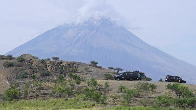 Tanzania Ol Doinyo Lengai volcano with a stunning mountain backdrop