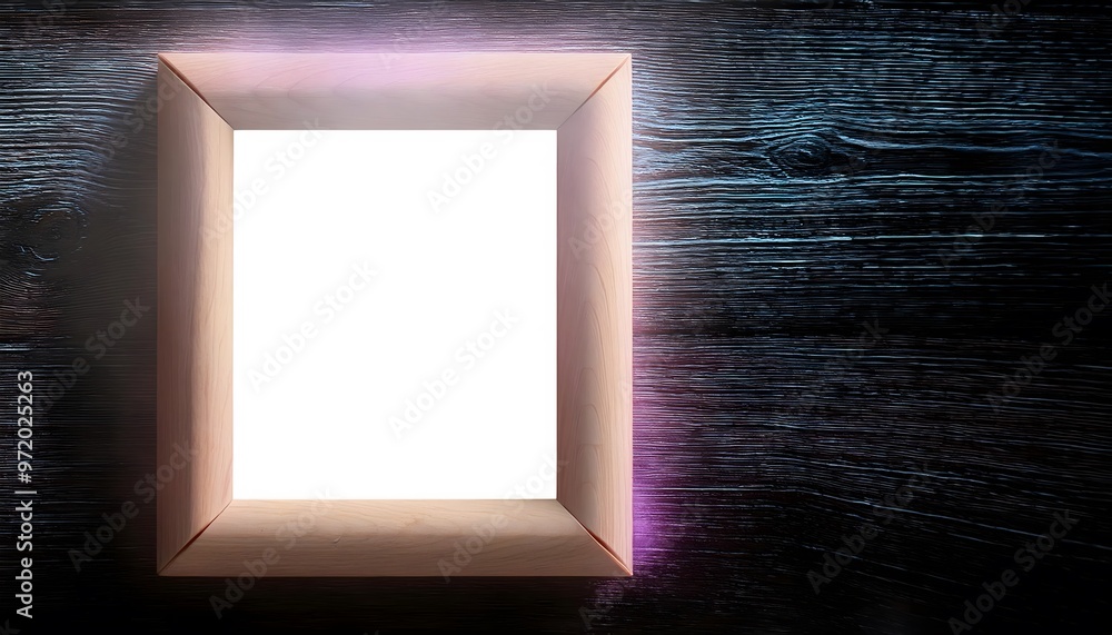 Poster 3d rendering of an empty picture frame in a small room.