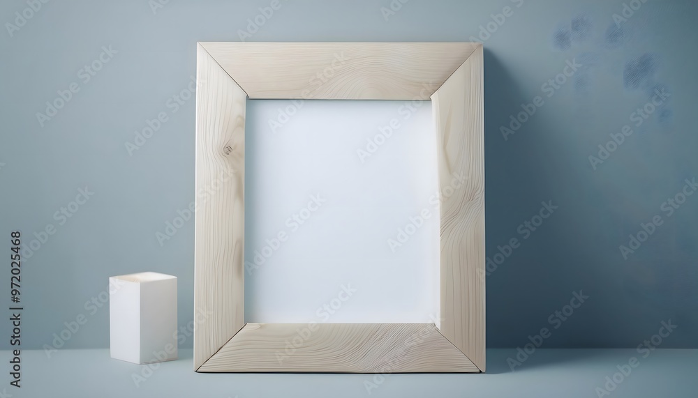 Poster 3d rendering of an empty picture frame in a small room.