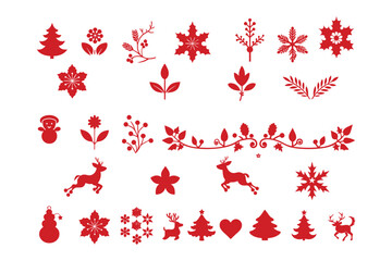 Silhouette floral Christmas border vector design.