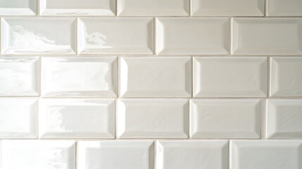 White ceramic tile wall with slightly rounded edges