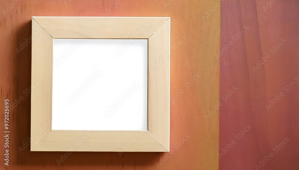 Poster 3d rendering of an empty picture frame in a small room.
