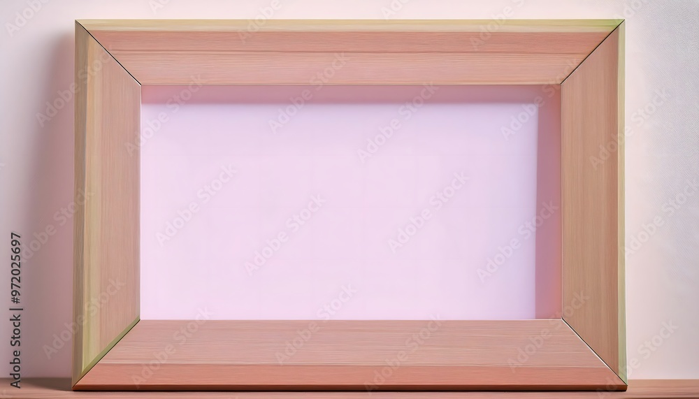 Poster 3d rendering of an empty picture frame in a small room.
