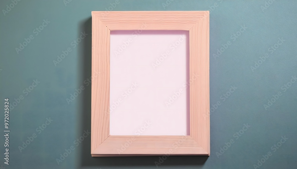 Poster 3d rendering of an empty picture frame in a small room.