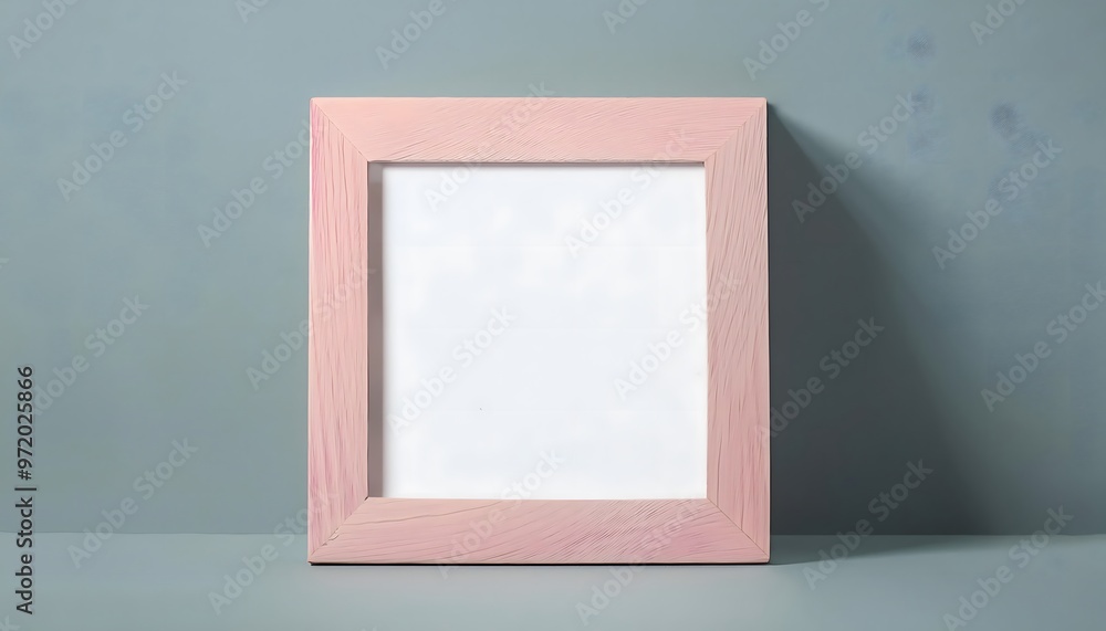 Poster 3d rendering of an empty picture frame in a small room.