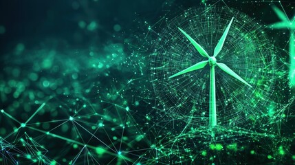 Glowing Renewable Energy Network   Futuristic Digital Ecosystem Concept