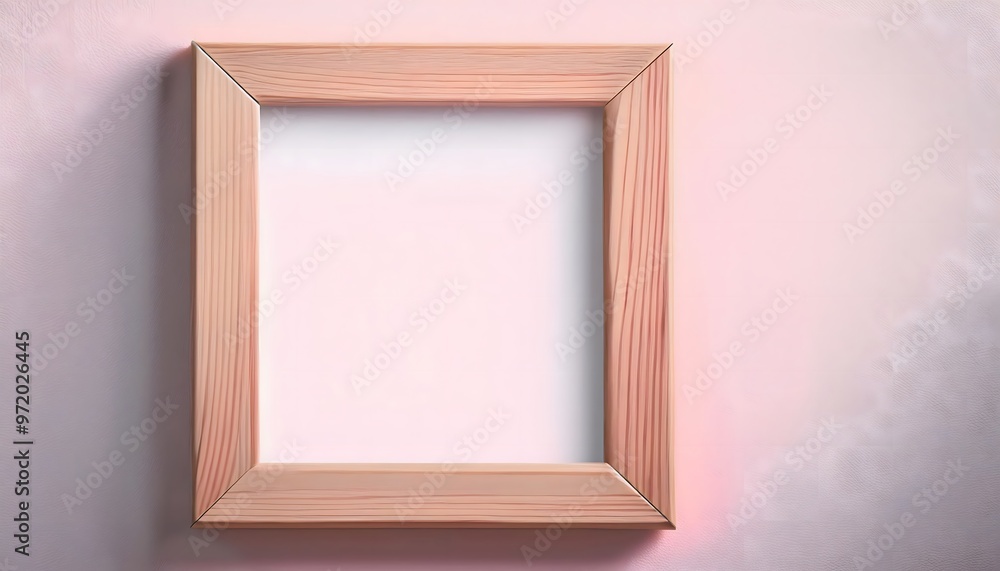 Poster 3d rendering of an empty picture frame in a small room.
