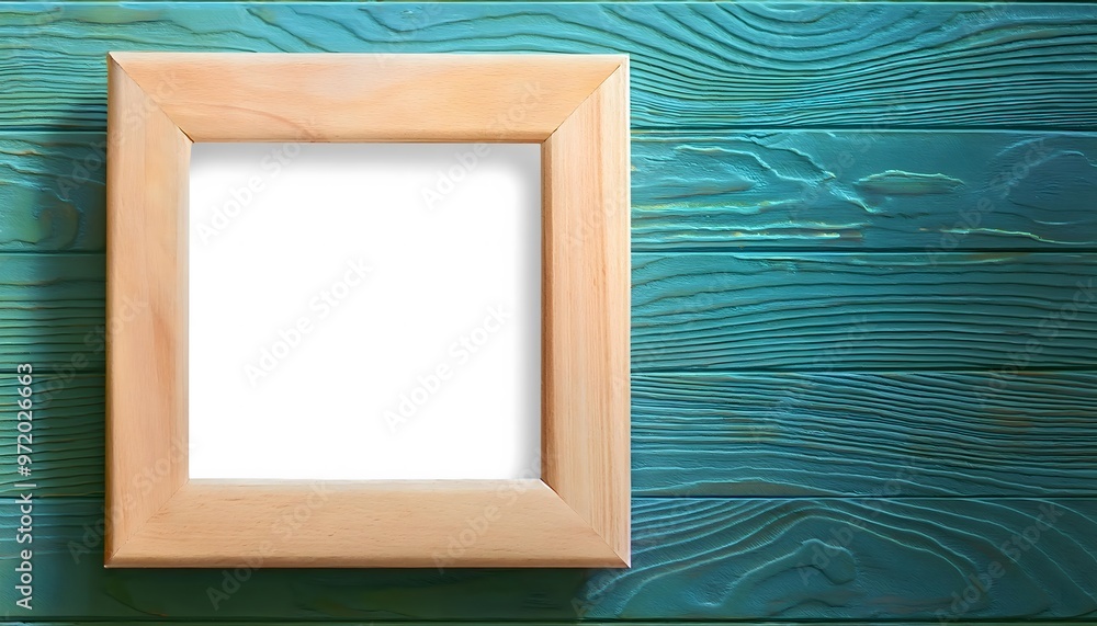 Poster 3d rendering of an empty picture frame in a small room.