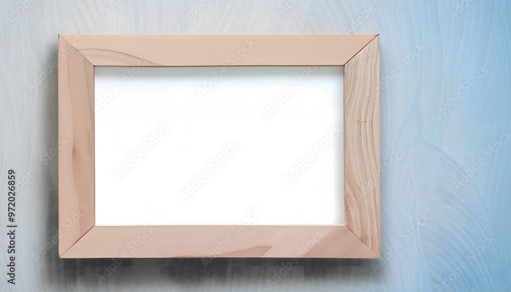 Poster 3d rendering of an empty picture frame in a small room.