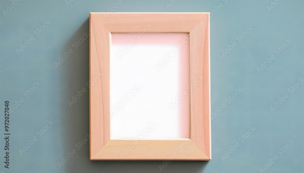 Poster 3d rendering of an empty picture frame in a small room.